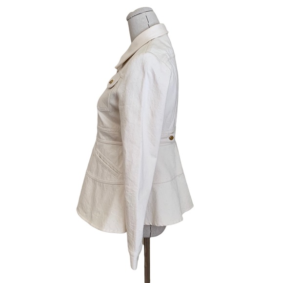 Co Brand Denim Avec Francois Girbaud Ivory A-Line Peplum Jacket Size Small - Picture 6 of 12